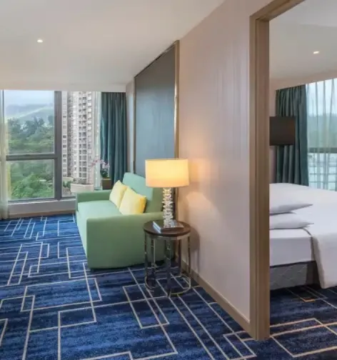 Living room in the Family Suite with Sofa Bed, Dorsett Tsuen Wan.