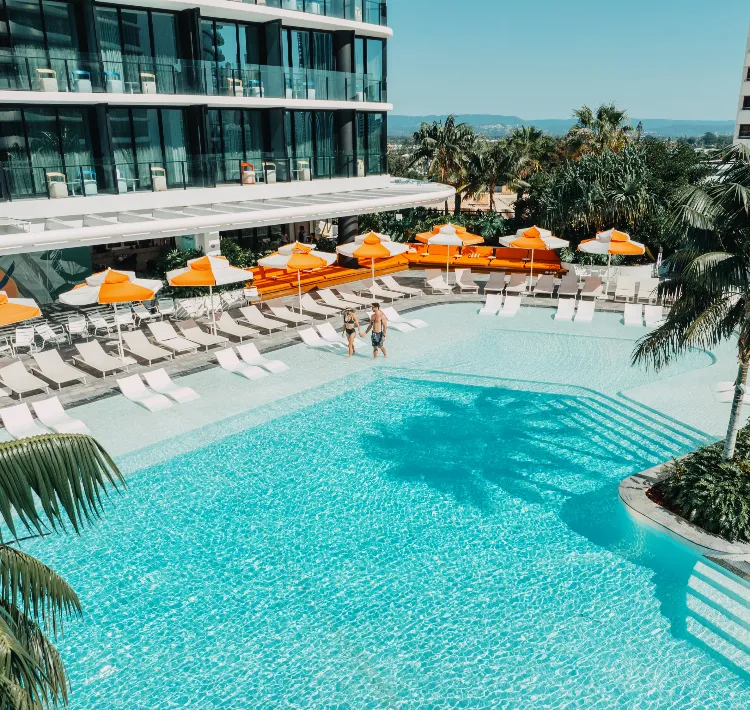 Outdoor pool and exterior of Dorsett Gold Coast Hotel